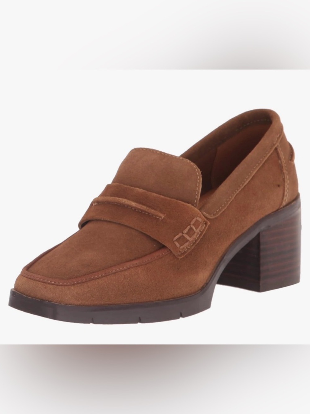 NYDJ Brown Suede Block Heel Penny Leather Loafers
